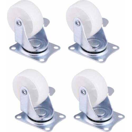 4pcs/Lot 50mm Swivel Caster Wheels Trolley Furniture Replacement Wheel With Brake White Rolling Casters Wheels For Desk Chair