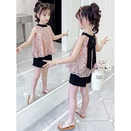 Girls Suits Summer Western Style Set 2021 New Big Kids Fashion Two-piece Childrens Clothing