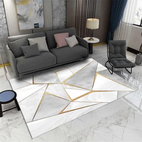 Nordic Style Gray White Marble Geometric Carpet Area Rug Living Room Bedroom Bedside Mat Home Door Mat Anti-slip Washable
