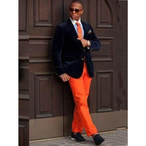 Handsome Navy Velvet Groom Tuxedos Mens Evening Dress Toast Suits Blazer Coat Trousers Set (Jacket+Pants+Girdle+Tie) NO:223