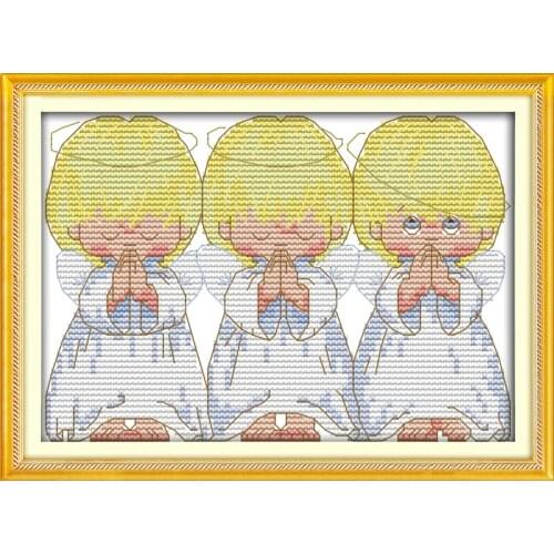 Pray Little Aangels People Needlework,Baby Cross stitch,Sets Embroidery kits,Printed Patterns Cross-Stitching,DIY Handmade