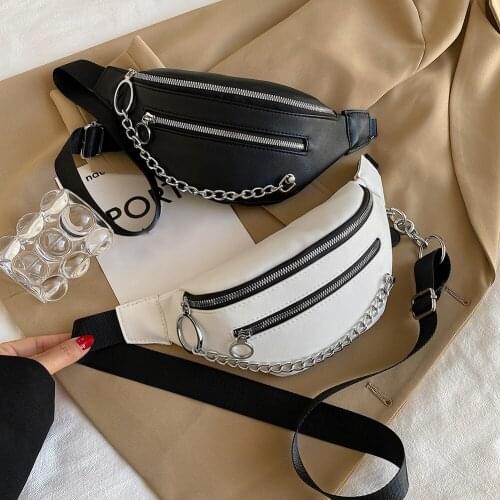Fashion Women Crossbody Bag Multi Layers Chest Under Bags 2021 New PU Leather Shoulder Bags Casual Ladies Chain Waist Packs