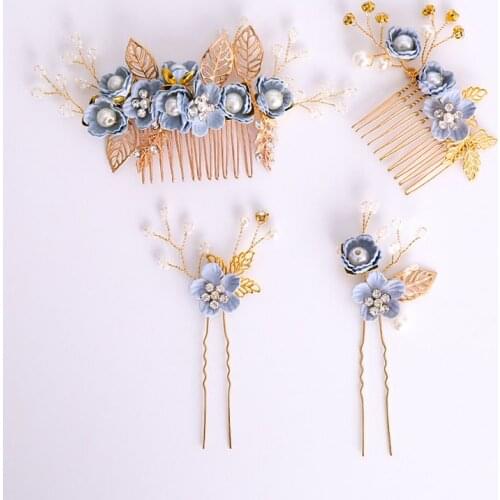 Vintage Chinese Style Jewelry Set Big Hair Comb+Small Hair Comb+2 Pieces Hair Forks Bride Hair Accessories Luxury Gift for Women