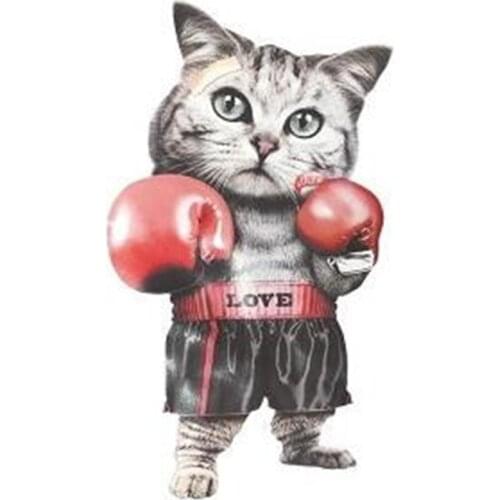 PVC Fabric Patch deal with it Clothes Heat Transfer Printing Boxing Cat T shirt girl iron on patches for clothing women Sticker