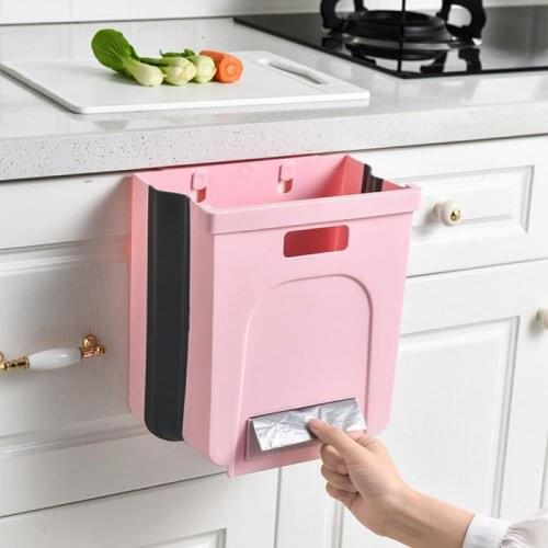 Wall-hanging Trash Can With Small Drawer For Kitchen Cabinet Door Collapsible Trash Bin Garbage Can Used In Kitchens Dropship