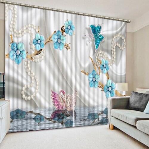 The New Jewelry flowers 3d curtains Bedroom Living Room Kitchen Home 3d stereoscopic curtains Decorative window