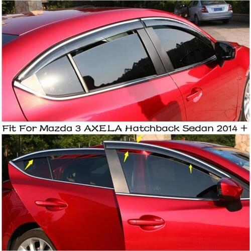 Lapetus Window Visors Awnings Wind Rain Deflector Visor Guard Vent Kit For Mazda 3 AXELA Hatchback Sedan 2014 2015 2016 Exterior