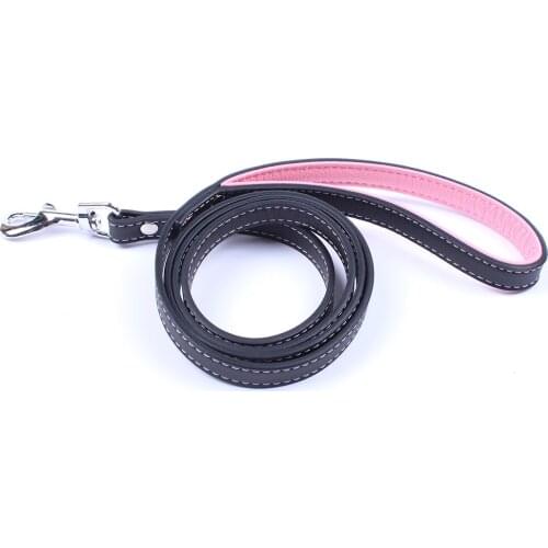 Small Pet Dog Collar Leash Cat Puppy Leash PU Faux Leather 3 Colours