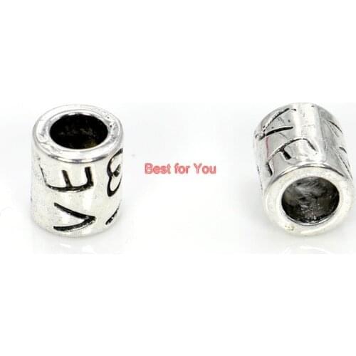 Tibetan Silver Plated Love Spacer Beads fit European Bracelet Necklace Jewelry DIY Making Accessories Handmade 8mm