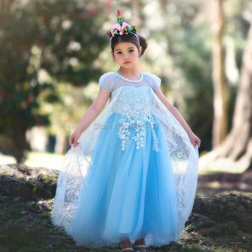 Princess Aisha Girl Dress Cartoon Dance Party Party Cosplay Stage Costume In Frozen Blue Pink White