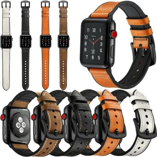 Replacement Genuine Leather Bracelet Watch Band Strap for Apple Watch 40mm/44mm/38/42MM Series 5 4/2/3 Wristands Women Men Band
