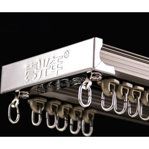 Luxurious Heavy Double Rails Design Straight Curtain Tracks Side Ceiling Installation Nano Silence Rod Accessories
