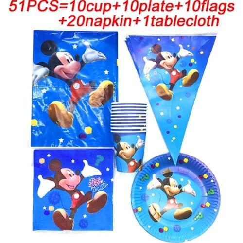 Mickey Mouse Clubhouse Party Supplies Baby Shower Tablecloth Mickey Decorations Banners Wedding Party Kids Cup Plates Napkin
