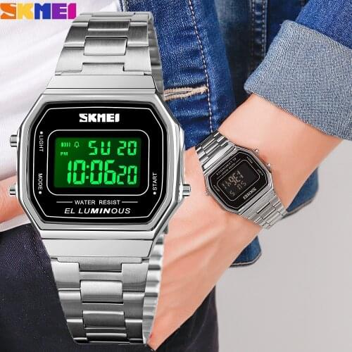 SKMEI Digital Men Watches Sports Chrono Electronic LED light Male Clock Waterproof Stainless Steel Wristwatch Relogio Masculino