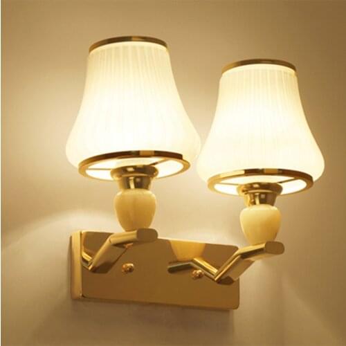 JIFENGCHENG Luminaria Modern Glass Sconces 110V-220V E27 Wall Light Bedside Lamp Fixtures Wall Lamp Reading Lamps Gold Sconce