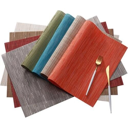 Solid Color Painting Placemats Rectangle Cup Bar Mat Kitchen Accessories PVC Waterproof Oilproof Dining Coffee Table Bowl Pads