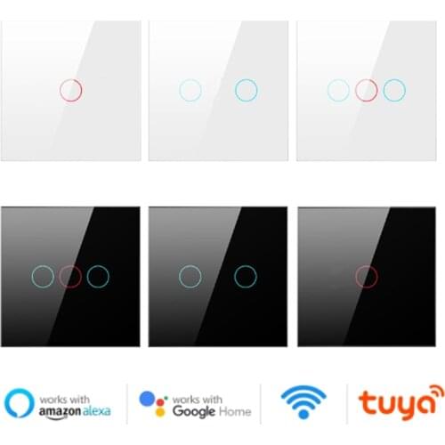 Tuya EU Wifi Wall Switch, Smart Light Switch,Panel Touch-Sensor Interruptor 1/2/3 Gang Work With Alexa,Google Home
