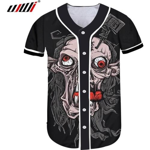UJWI Man Hipster Eyeball Skull Fashion Baseball Shirt 3D Printed Harajuku Big Size Streetwear Leisure Tshirt Recommend