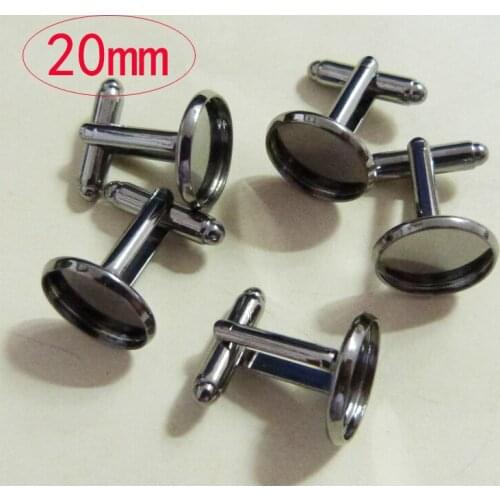 30Pieces GUNMETAL Color French Cuff Links With 20mm Round Flat Blank