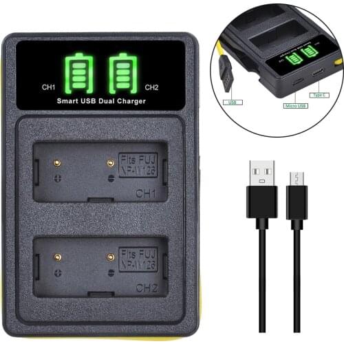 NP-W126 NP-W126S Battery Charger with Build-in USB and Type-c Port for Fujifilm X-T20 X-Pro2 X-Pro1 X-M1 X-E3 X-T2 X-T3 X-T1