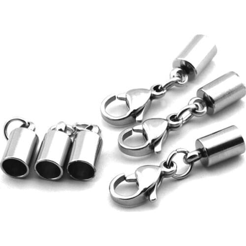 5 Pcs Multiple Styles Leather Cord Bracelet Lobster Clasps Hooks Crimps End Tip Caps Connectors For DIY Jewelry Making