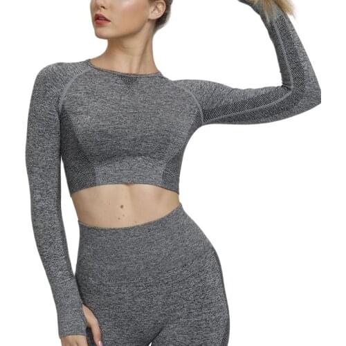 Women Sports Fitness Suit Seamless Hollow Back Long Sleeve T-shirt Female Sexy Shapewear Clothing Lady Solid Color Skinny Tops