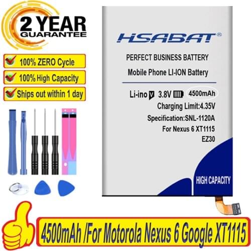 HSABAT Top Brand 100% New 4000mAh EZ30 Battery for Motorola Nexus 6 Google xt1103 XT1115 XT1110 nexus6 within tracking number