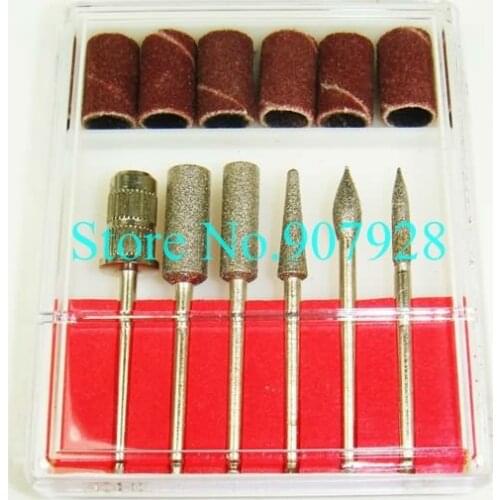 2sets x 6PCS Drill Bits and Sanding band Nail Drill Replacement Set Nail Electric File Metal Bits-Free Shipping