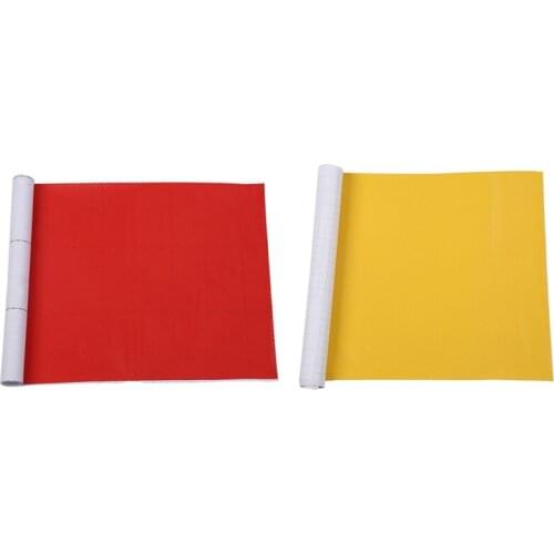 2 Pcs DIY 30X127 3D Carbon Fiber Decal Vinyl Film Wrap Roll Adhesive Car Sticker Sheet Red & Yellow