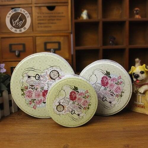 Beautifully Fine First-class First-rate Splendidly Super flowers Pattern Round sundries box cookies tin Christmas 3 in 1 set
