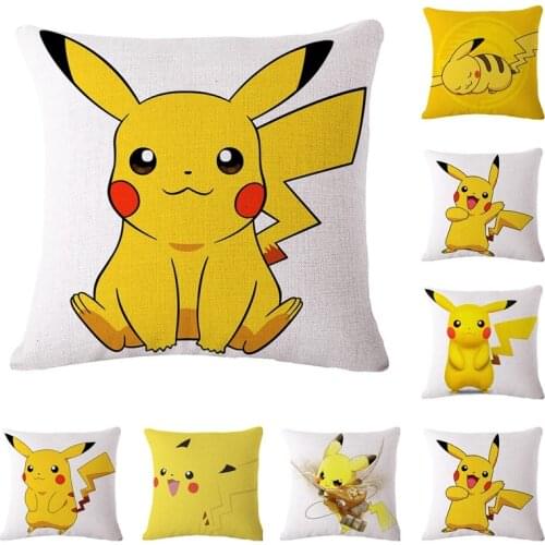 45 * 45cm Pokemon Pikachu pillowcase Cartoons Sofa cushion pillowcase Car pillowcase Interior decoration pillowcase No pillow