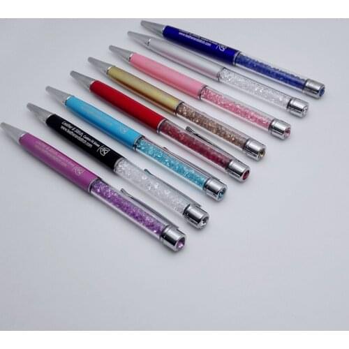 Free to design your wedding logo on crystal wedding pens with diamonds custom print with names of the bride and the bridegroom