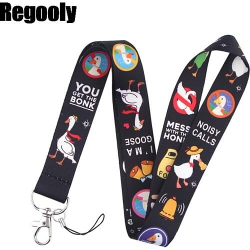 Untitled goose Cartoon Icons Style Anime Lovers Key Chain Lanyard Neck Strap for USB Badge Holder DIY Hang