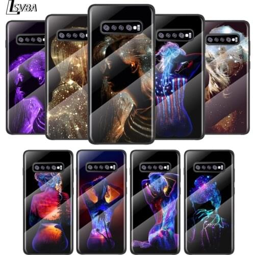 Sexy fluorescent art For Samsung Galaxy S21 Ultra Plus 5G M51 M31 M21 Tempered Glass Cover Shell Luxury Phone Case