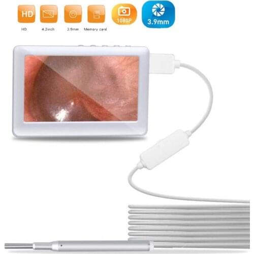 4.3 Inch Screen 3.9mm HD1080P 2MP Digital Otoscope Camera Ear Cleaning Endoscope USB Otoscope with 6 LED Lights for Adult kids