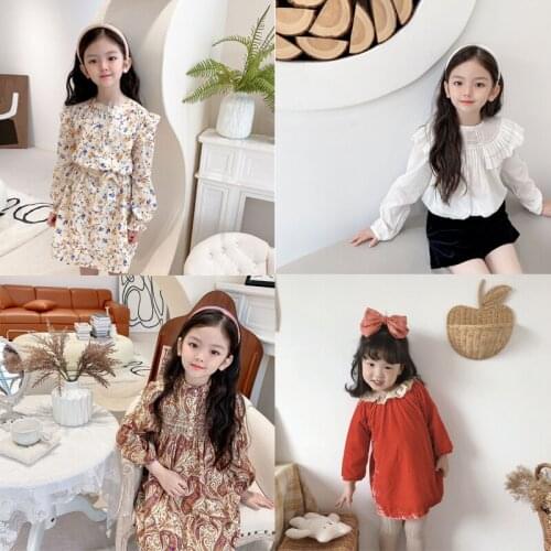 BP Brand Kids Dress for Girls Cute Flower Print Long Sleeve Princess Dress Baby Toddler Cotton Fashion Costume 2021 New Autumn