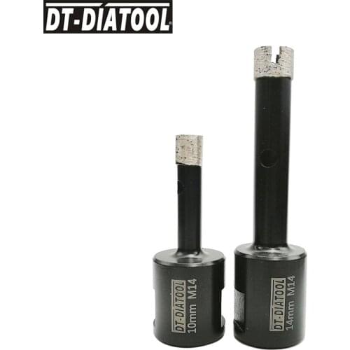 DT-DIATOOL 2pcs/set Diamond Wet Welded Drilling Core Bits M14 Thread Solid Segments Drill Hole Saw for Granite dia 10+14mm