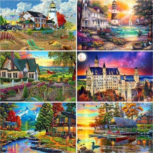 Evershine 5D DIY Diamond Embroidery Full Square Scenery Cross Stitch Diamond Mosaic Sale Sea View Room Rhinestones Pictures