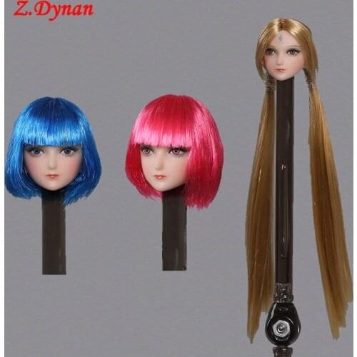 M005 iminitoys 1/12 Cartoons girl doll Head Sculpt blond ling hair for 6 inch Pale PHicen TBLeague action Figure body Model