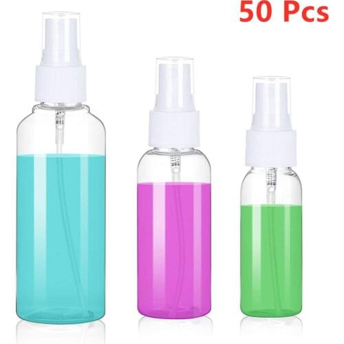 50PCS 30/50/100ml Small Portable Reusable Plastic Fine Mist Perfume Spray Bottle Transparent Cosmetic Empty Spray Sprayer Bottle