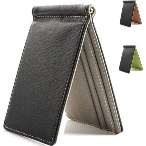 Faux Leather Slim Mens Credit Card Wallet Money Clip Contract Color Simple Design Burnished Edges Brand New Men Bifold Wallets G