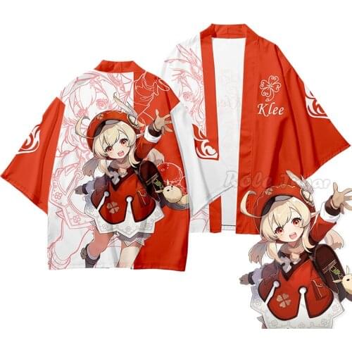 Game Genshin Impact Klee Cosplay Costume Cape Cloak Women Men Lumine Kimono Plus Size Jackets Cardigan Robe Halloween Party