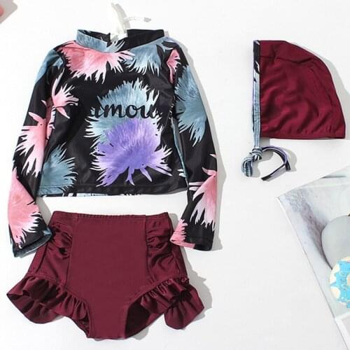 Swimwear Bathing 3Pcs Girls Swimsuit Kids Sunscreen Baby Water Play Kids Girl Swimwear Swimable Girls Bathing Suit Princess Girl