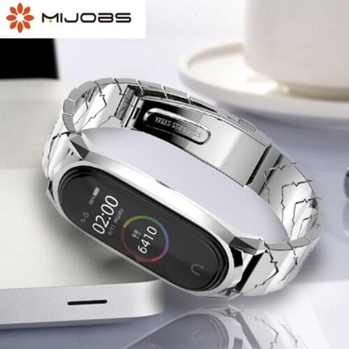 Mijobs Mi band 5 Strap Metal Stainless Steel Wristbands For XiaoMi Mi Band 3 Compatible Bracelet MiBand 4 3 Mi4 Correa Pulseira