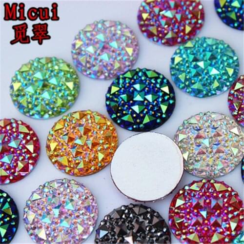 Micui 40PCS 20MM AB Crystal Resin Round flatback Resin Rhinestones Sew on Stone Scrapbooking crafts Jewelry Accessories MC754