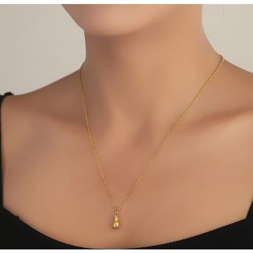Pineapple Shape Mini Pendant Necklaces for Girls Kids Lovely Fruit Jewelry