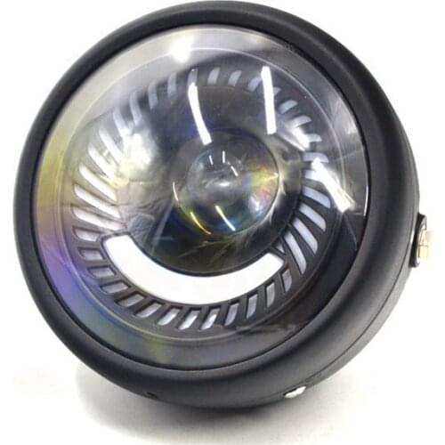 Motorcycle Black 6.5" Headlight Projector Head Lamp Hi/Lo Beam Bobber Chopper with Mount Bracket