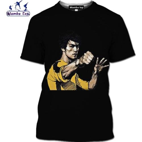 Mans t-shirt 3D New 2021 Action Chinese Kung Fu Bruce Lee T-Shirt Hip Hop Mens Shirt Summer Fashion Cartoon Street Tops