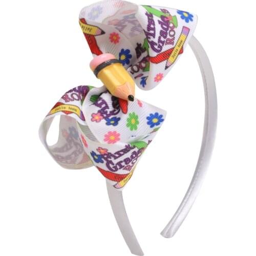 2021 New Back to school Headband For Girls Hair Hoop Hair band Infant Children Lovely Fashion Bow Hairband Hair Accessories