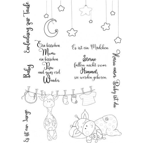 Deer with German Words Transparent Clear Stamps for DIY Scrapbooking/Card Making/Kids Christmas Fun Decoration ST0666